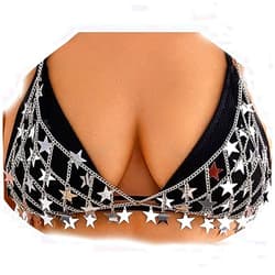 YERTTER Sexy Silver Star Fringe Bra Bikini Chain Body Chain Star Beach Luxury Jewelry Waist Underwear Chain for Women