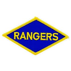 Artisan Owl United States Army Rangers Diamond Shaped Patch, Blue and Yellow, with Iron-On Adhesive