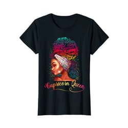 Lush BLM Capricorn Queen Afro Women January December Melanin Birthday T-Shirt