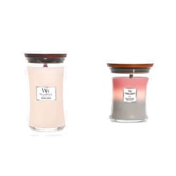 WoodWick Large Hourglass Candle Bundle - Coastal Sunset and Shoreline Trilogy (3 fragrances)