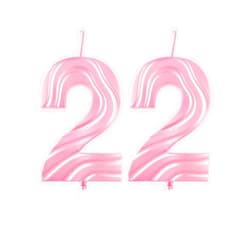 ININGER Pink Number Candles,Number 22 Birthday Candle,Pink 22th Happy Birthday Candle,3D Design Cake Topper Decorations for Girls and Women Birthday Party Wedding Anniversary Celebration Supplies