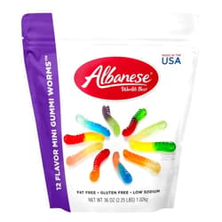 Albanese World's Best 12 Flavor Mini Gummi Worms, 36oz Bag of Candy, Soft & Chewy Candy Snacks, Fruity Flavor Assortment