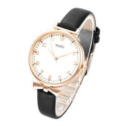 Top Plaza Womens Ladies Classic Simple Leather Analog Quartz Wrist Watch Rose Gold Case Arabic Numerals Casual Dress Watches