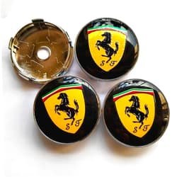 YJQFB Car Wheel Center Caps Hub Caps for Ferrari Roma Portofino F430 456 458 488 F12 812 60MM Center Caps Rims Wheel Hub Cover Sticker Accessories,BlackYellow, normal