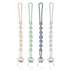 MORIBOX Pacifier Clips for Boys - MORIBOX Silicone Paci Clip Teething Relief with One Piece Baby Binky Holder for Shower Birthday Gift 4 Pack