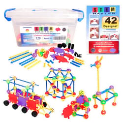 STEM Master Educational Building Blocks Kit, 176 Pieces, Ages 4-8, Easter Basket Stuffers Gifts for Kids