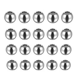 HARFINGTON 20pcs Beads 10mm Stainless Steel 4mm Hole Dia Bead for DIY Crafts, Silver Tone
