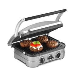 Cuisinart Griddler Indoor Grill, Panini Press, Sandwich Maker & More, 5-in-1 Grilling, Dishwasher-Safe Nonstick Cooking Plates, GR-4NNAS, Stainless Steel
