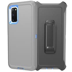 YmhxcY Defender Series Case for Samsung Galaxy S20 5G，Rugged & Durable,Military Grade Shockproof Secure Layered, with Port Protection, Includes Holster Clip Kickstand for Galaxy S20 6.2”-Gray/Dark Blue