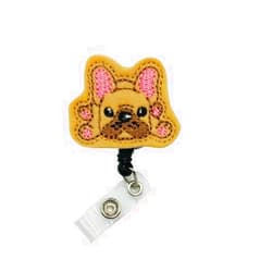 O' What A Bow French Bulldog Badge Reel, Retractable Dog Breed ID Holder, Pet Puppy Name Tag Clip (swivel clip)