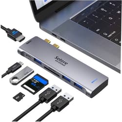 Selore&S-Global USB C Adapter for MacBook Pro Adapter, MacBook Pro USB Adapter,7 in 1 MacBook Pro HDMI Adapter with 4K@60HZ with 3 USB 3.0 Ports, SD/TF Card Reader and 100W Thunderbolt 3 PD Port