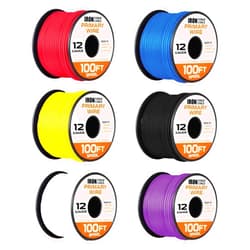 Iron Forge Cable 12 Gauge Primary Automotive Wire - 6 Roll Bulk Assortment Pack - 12 AWG Auto Cable - 100 Ft Copper Clad Aluminum Wire per Roll