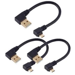 LBSC Right Angle 90 Degree USB Micro Cable,USB to Micro USB Cable,Short Micro USB Cable,Micro USB 2.0 Male to Male Cord for Android Charging & Data Transfer (USB a- 5 Pin Micro,3 Pack)