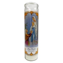 Generic Hail Mary (Ave Maria) Devotional Candle, White