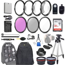 33rd Street 58mm 28 Pc Accessory Kit for Canon EOS Rebel T3i, T5i, 300D, 700D DSLRs with 0.43x Wide Angle Lens, 2.2X Telephoto Lens, 32GB SD, Filter & Macro Kits, Backpack Case, and More