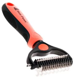 Raw Paws Undercoat Rake & Dematting Tool - Pet Grooming Comb for Shedding, Matted Fur, Knots and Tangles - Stainless Steel Deshedding Brush for Dogs and Cats - Blue