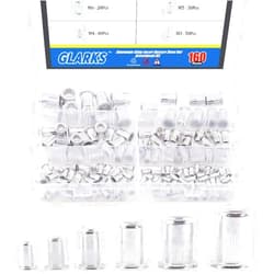 Glarks 160Pcs Aluminum Alloy M3 M4 M5 M6 M8 M10 Flat Head Metric Threaded Rivetnut Insert Nutsert Rivet Nut Assortment Kit