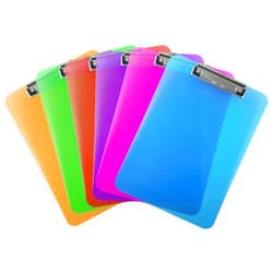 Trade Quest Plastic Clipboard Transparent Color Letter Size Low Profile Clip (Pack of 6) (Assorted)