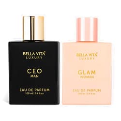 Bella Vita Organic Bella Vita Luxury Love Perfume Combo for Him & Her, Pack of 2 Premium Long Lasting EDP Fragrance Scent – CEO Man, Rose Woman, 100 Ml Each