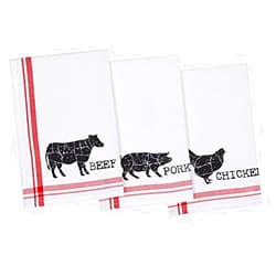 DII Design Imports BBQ Cuts Printed Dishtowels - Set of 3