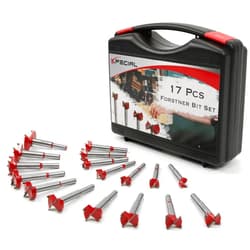 XPECIAL Forstner Bit Set 17 Pcs, 15-40mm Carbide Tipped Drill Bit Set, Wood Working Drilling Bits Sets, Red Anti-Rust and Anti-Corrosion Spray Paint Process
