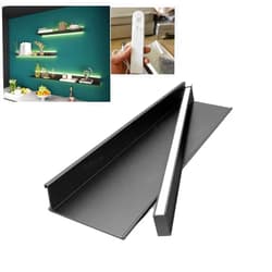 SHUICAO Wall Shelves LED Warm Light Wall Mounted Shelves with USB Portable Charger, Floating Light-Emitting Shelves, Metal Lighted Display Stand 1pcs (Color : Black, Size : 100cm/39in)