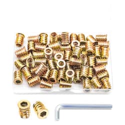 HOUSUN Threaded Inserts, 60PCS M6x15mm Threaded Inserts for Wood,Wood Inserts, Nut Inserts with Hex Key Wrench