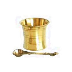 Radhika Poojan Bhandar Panchapatra-Pali in Brass - Gold