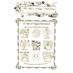 Mamaw's Vintage Embroidery A Tale of Veggie Romance Hot Iron Embroidery Transfers