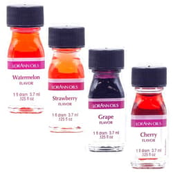 LorAnn Oils LorAnn Super Strength Fruity Flavors in 1 dram bottles (.0125 fl oz - 3.7ml), Watermelon, Grape, Cherry, and Strawberry