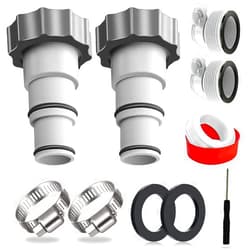 PAIKIUU Pool Hose Adapter Kit - Pool Pump Hose Connector for 1.5 & 1.25 In Hoses - Hose Conversion Adapters with Clamp Washer - Fits Intex Threaded Filter Pumps for Above Ground Pool Accessories