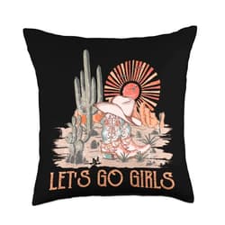 Vretinos Let's Go Girls Cowgirl Western Deserts Cactus Cowboys Boots Throw Pillow, 18x18, Multicolor