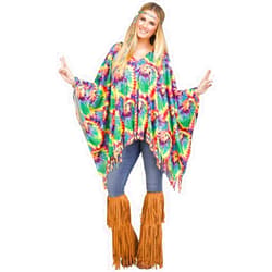 Fun World Women's Tie-Dye Hippie Poncho Costume, Standard (4-14)