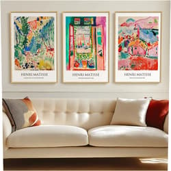 VAN GOGH ART Framed Vintage Matisse Wall Art, Large Set of 3 Piece Henri Matisse Colorful Canvas Artwork for Walls, Matisse Retro Famous Landscape Paintings Prints Pictures for Living Room Bedroom Hallway Office Wall Decor 16x24 Inch