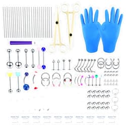 Rebim 142PCS Body Piercing Kit 14G 16G 20G Stainless Steel Acrylic suitable for Lip Nose Belly Button Rings Tongue Tragus Cartilage Helix Eyebrow Daith Rook Earring Piercing Jewelry Tool