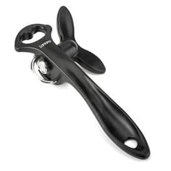 Lantana 2 in 1 Safety Manual Can Opener (Smooth Edge) & Bottle Opener - Black/Stainless Steel