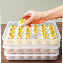 YETESON Deviled Egg Containers with Lid - 3 Pack 72 Count Reusable Platter Storage Tray for Picnics, Brunches, Breakfasts, Refrigerator, Party, Thanksgiving, Christmas, Easter, Potlucks, Tea Parties, 03