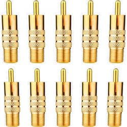 Urtop 10-Pack F-Type Female to RCA Male Coaxial Cable Audio Video Adapter Gold Plated Connector Straight Coupler