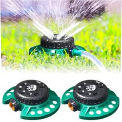 Singhoow 2 Pcs 9 Pattern Lawn Sprinkler 360 Degree Small Garden Yard Sprinkler Heavy Duty Base Metal Sprinkle Stationary Water Sprinkler for Small Odd Shaped Area, Covers up to 26.25 ft Diameter Area