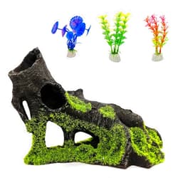 Tfwadmx Aquarium Decoration Tree Stump Fish Tank Hollow Trunk Decor Tree Root Log Ornament Decorations Hideout Accessories for Small Betta Fish Shrimp