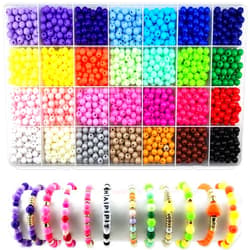 JJzxwish 1820Pcs 6mm Acrylic Round Beads for Jewelry Making, 28 Colors Rainbow Round Beads for Bracelets Making Kit Candy Color Plastic Bubble Gum Beads Pastel Loose Beads Bulk for DIY Necklace Crafts