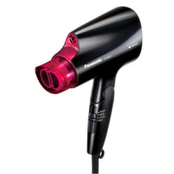 Panasonic nanoe Compact Hair Dryer for Healthy-Looking Hair, 1400W Portable Hair Dryer with Folding Handling and QuickDry Nozzle for Fast Drying – EH-NA27-K (Black/Pink)