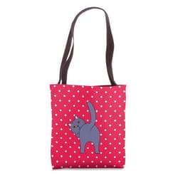 British Shorthair Kitten Back Dots Minta Funny Guess What Cat Butt Lover Magenta Polka Dot Pattern Tote Bag