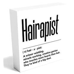 Woght Hair Salon Decor Hairapist Definition Wooden Box Sign Decorations for Home Office Shelf Table Counter Beauty Shop Barbershop Desk Decor Gifts for Hairstylist 5 x 5 Inch