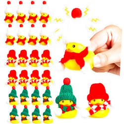 Deekin 24 Pcs Christmas Rubber Ducks Holiday Ducks with Hats and Scarf Christmas Party Favors for Kids Xmas Car Dashboard Decorations Mini Duck Car Ornaments for Baby Shower Birthday Gifts