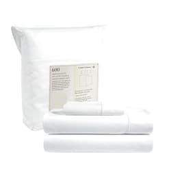 LANE LINEN White Twin XL Sheets Set - 600 TC Twin XL Sheet Set - 100% Cotton White Sheets Twin XL Size - Cotton Bedding Sheets & Pillowcases - Sateen Weave Hotel Sheets - Luxury White Bed Sheets Set