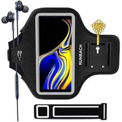 RUNBACH Galaxy Note 20/10+/9/8 Armband,RUNBACH Sweatproof Running Exercise Cellphone Sportband Bag with Fingerprint Touch and Card Slot for Samsung Galaxy Note 20/Note 10+/Note 9/Note 8(Black)