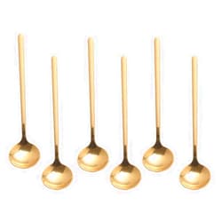 Sweejar 6 PCS Gold Coffee Spoons, 18/8 Stainless Steel Gold Espresso Spoons, 5.2 Inches Vogue Mini Tea Spoons, Cappuccino Stirring Spoons, Small Spoons for Dessert, Ice Cream, Frosted Handle, Sweejar (Gold)