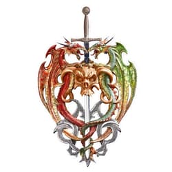 Design Toscano Hell-Bent Dragon Protectors of The Sword Gothic Wall Sculpture, 17 Inch, Resin, Full Color Finish