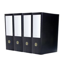 Bindertek 3-Ring 4-Inch Premium Linen Textured Legal Binder 4-Pack, for 8.5 x 14 Paper, Black (3LGXPACK-BK)